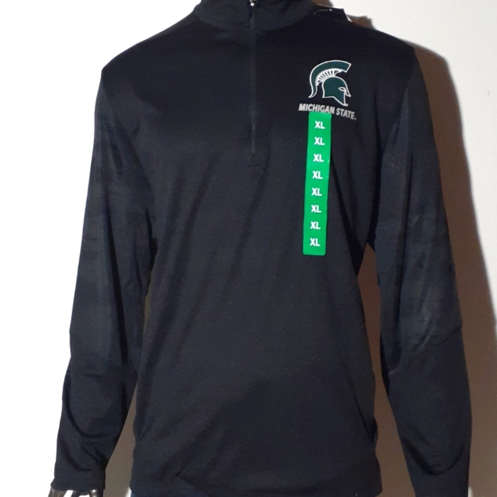 NWT Michigan State Spartans Lightweight 1/4 Zip Pullover - Black - X-Large